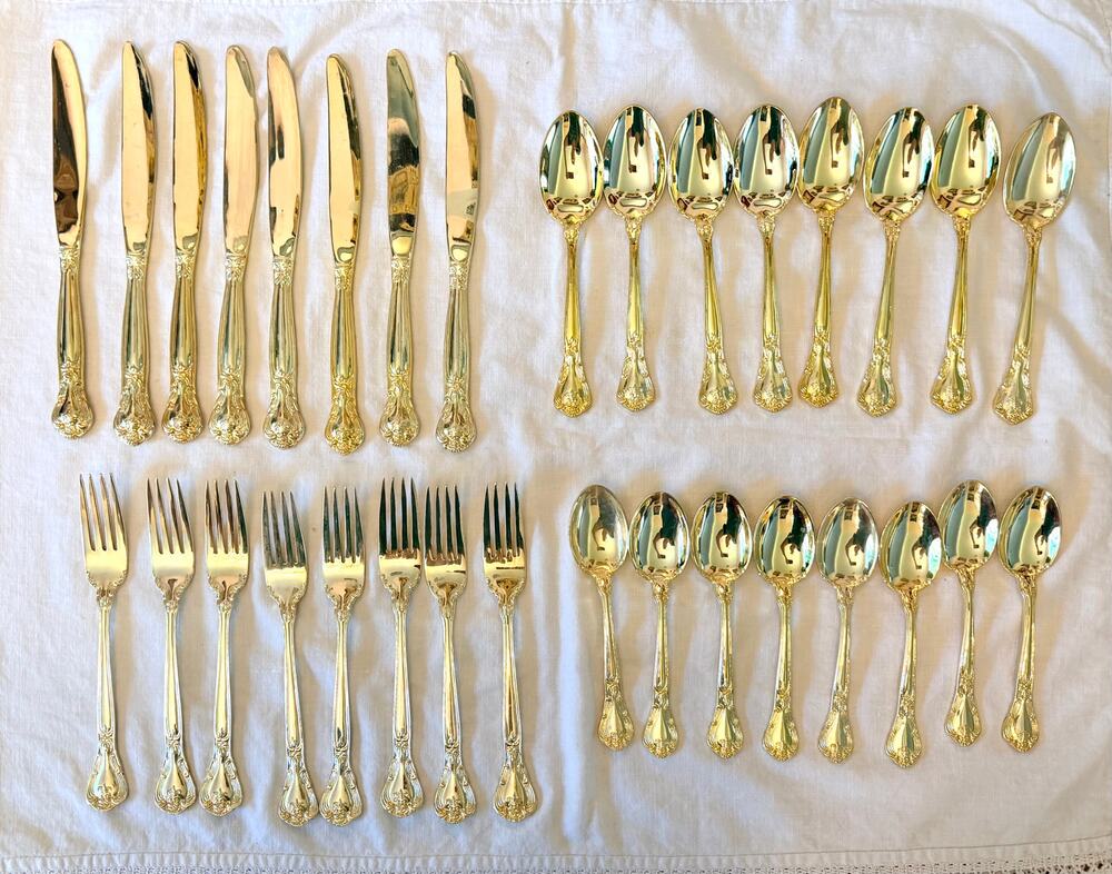 Vintage Godinger Gold-Plated Flatware Set - Complete Service for 8 (32 Pieces)